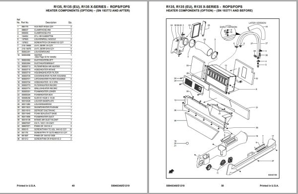 GEHL Skid Steer Loader R135 R135 X Series Parts Manual 50940340E 1