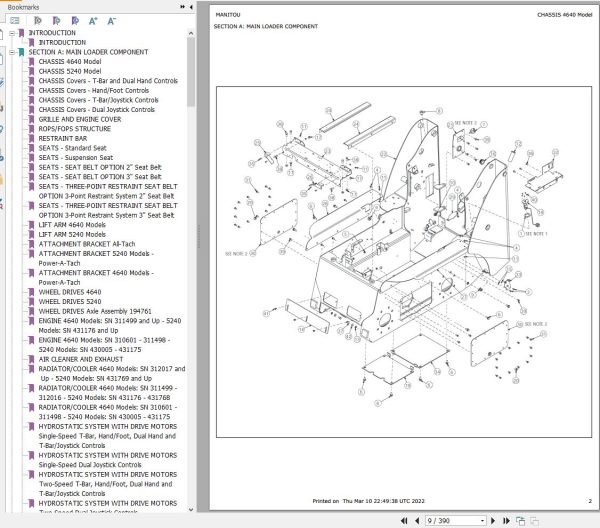 GEHL Skid Steer Loader SL4640E SL5240E Parts Manual 917291