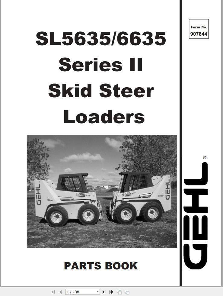 GEHL Skid Steer Loader SL5635 SL6635 Series II Parts Manual 917844F