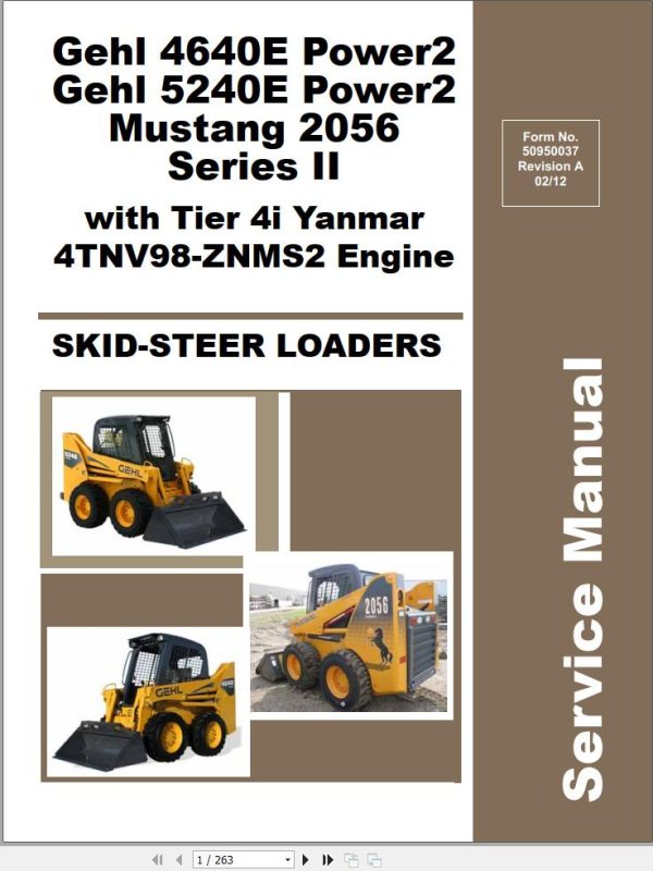 GEHL Skid Steer Loaders 4640E 5240E Power2 Service Manual 50950037