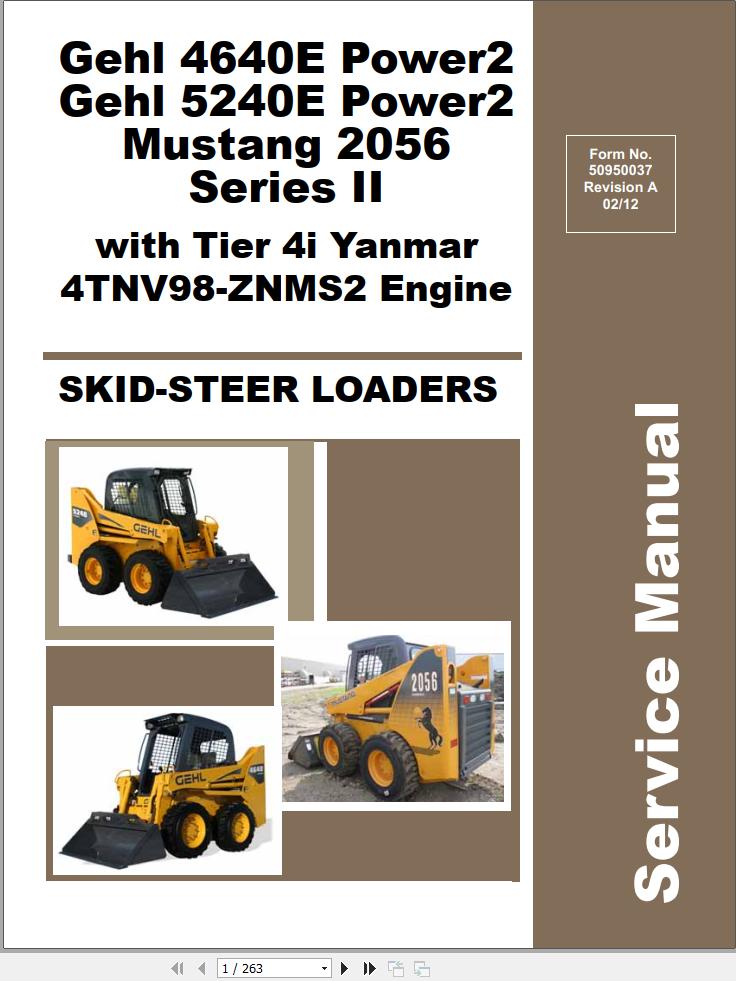 GEHL Skid Steer Loaders 4640E 5240E Power2 Service Manual 50950037