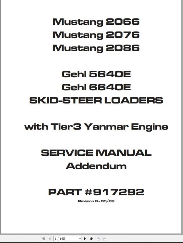 GEHL Skid Steer Loaders 5640E 6640E Service Manual 917292b
