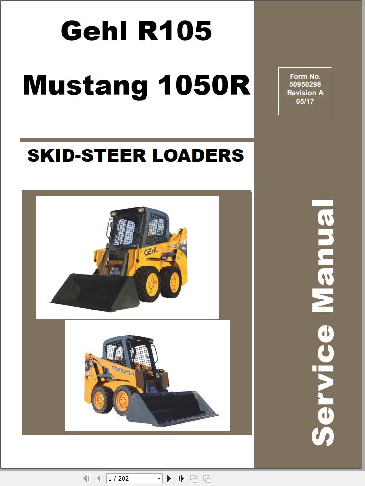 GEHL Skid Steer Loaders R105 Service Manual 50950298 REVA