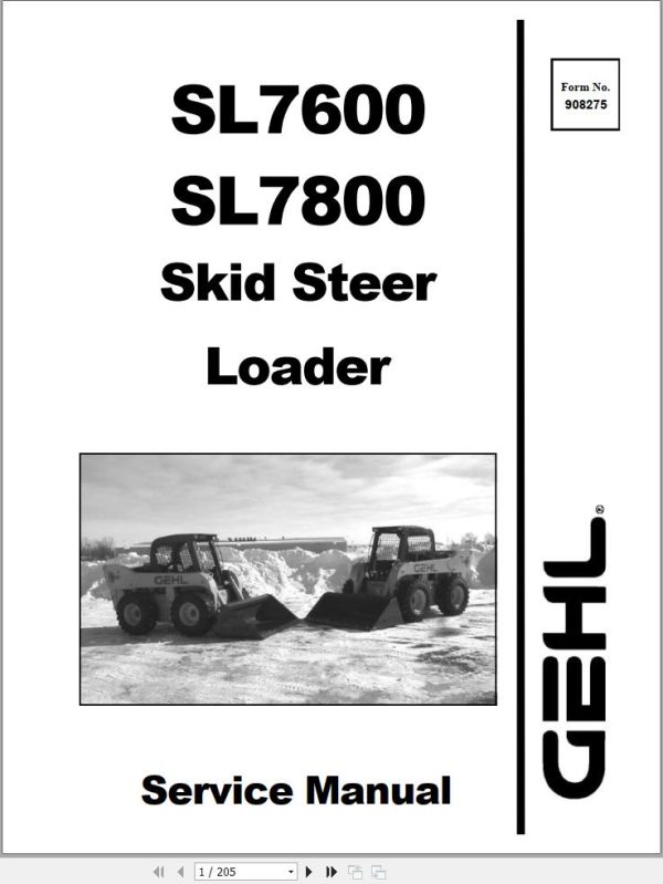 GEHL Skid Steer Loaders SL7600 SL7800 Service Manual 908275 1