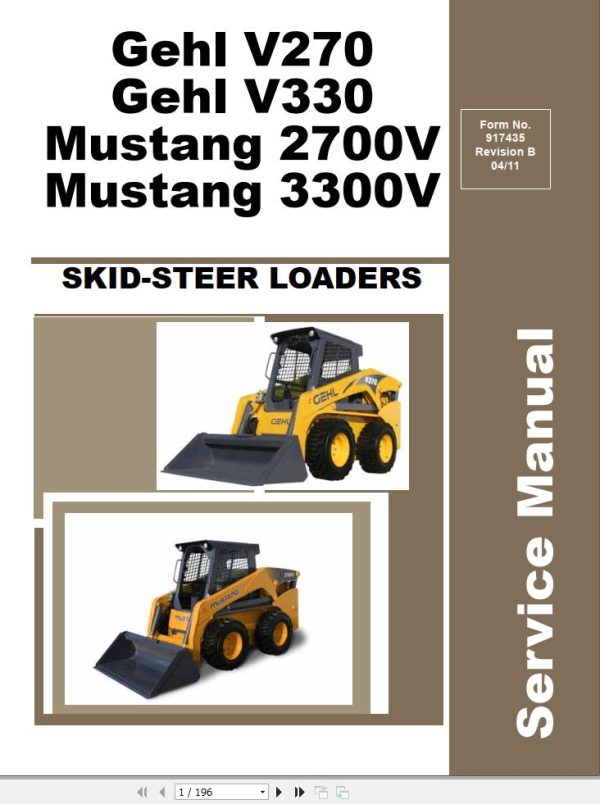GEHL Skid Steer Loaders V270 V330 Service Manual 917435b