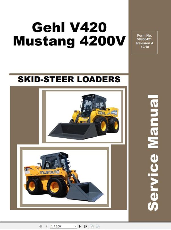 GEHL Skid Steer Loaders V420 Service Manual 50950421 REVA
