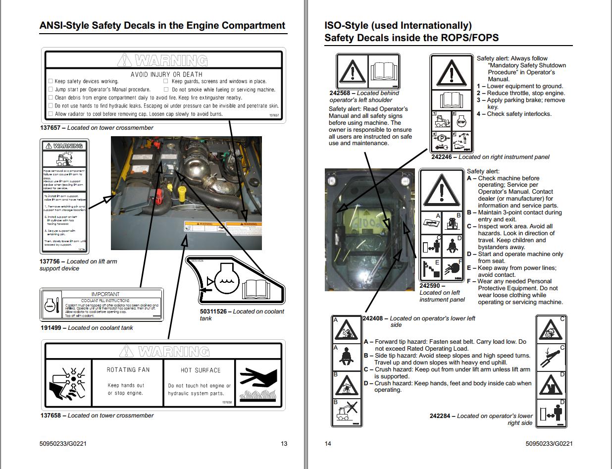 GEHL Skid Steer Loaders V4200 V420X Series Operators Manual 50950233G 1