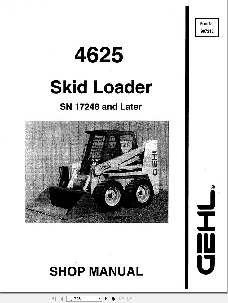 GEHL Skid loader 4625 Shop Manual 907212