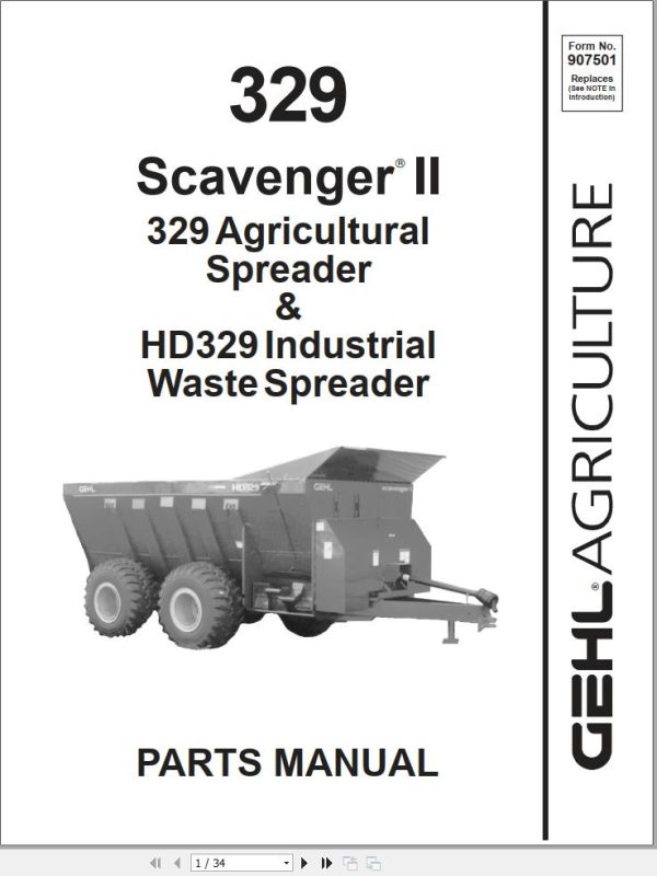 GEHL Spreader 329 Parts Manual 907501A