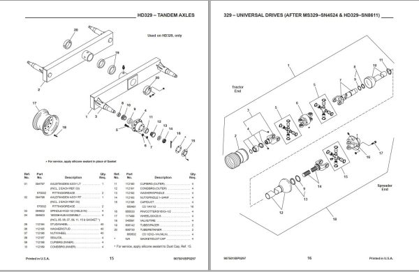 GEHL Spreader 329 Parts Manual 907501A 1