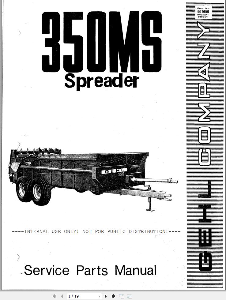 GEHL Spreader 350MS Service Parts Manual 901650A
