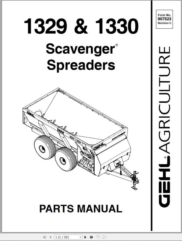 GEHL Spreaders 1329 1330 Parts Manual 907523C