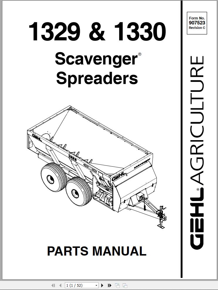 GEHL Spreaders 1329 1330 Parts Manual 907523C