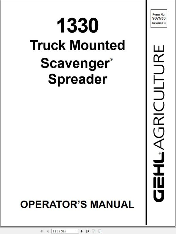 GEHL Spreaders 1330 Operators Manual 907533B