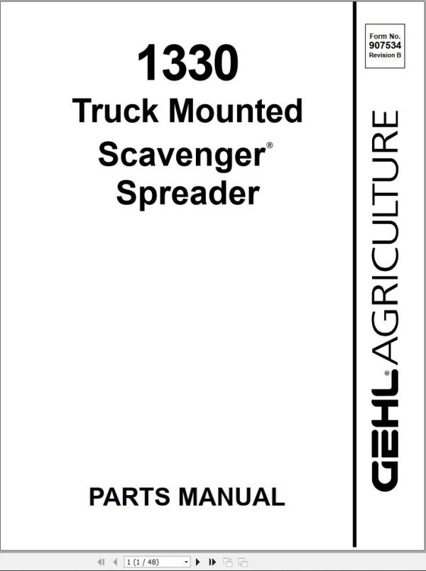 GEHL Spreaders 1330 Parts Manual 907534B