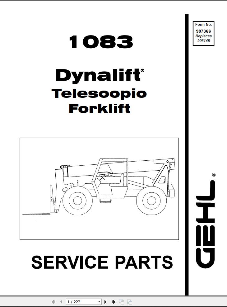 GEHL Telescopic Forklift 1083 Parts Manual 907366A
