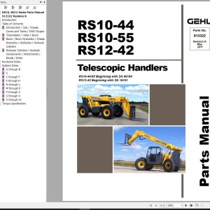 GEHL Telescopic Handler RS10 44 RS10 55 RS12 42 Parts Manual 913322B