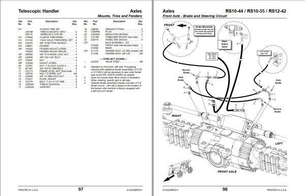 GEHL Telescopic Handler RS10 44 RS10 55 RS12 42 Parts Manual 913322B 1