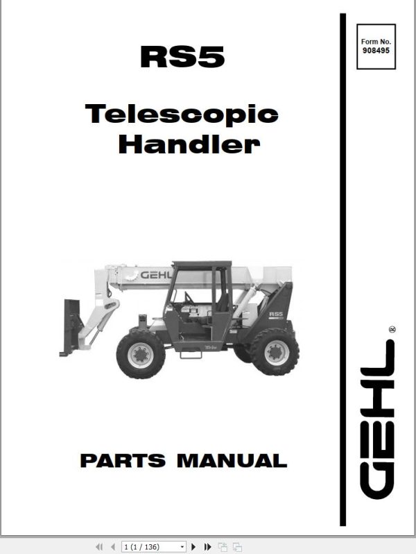 GEHL Telescopic Handler RS5 Parts Manual 908495A
