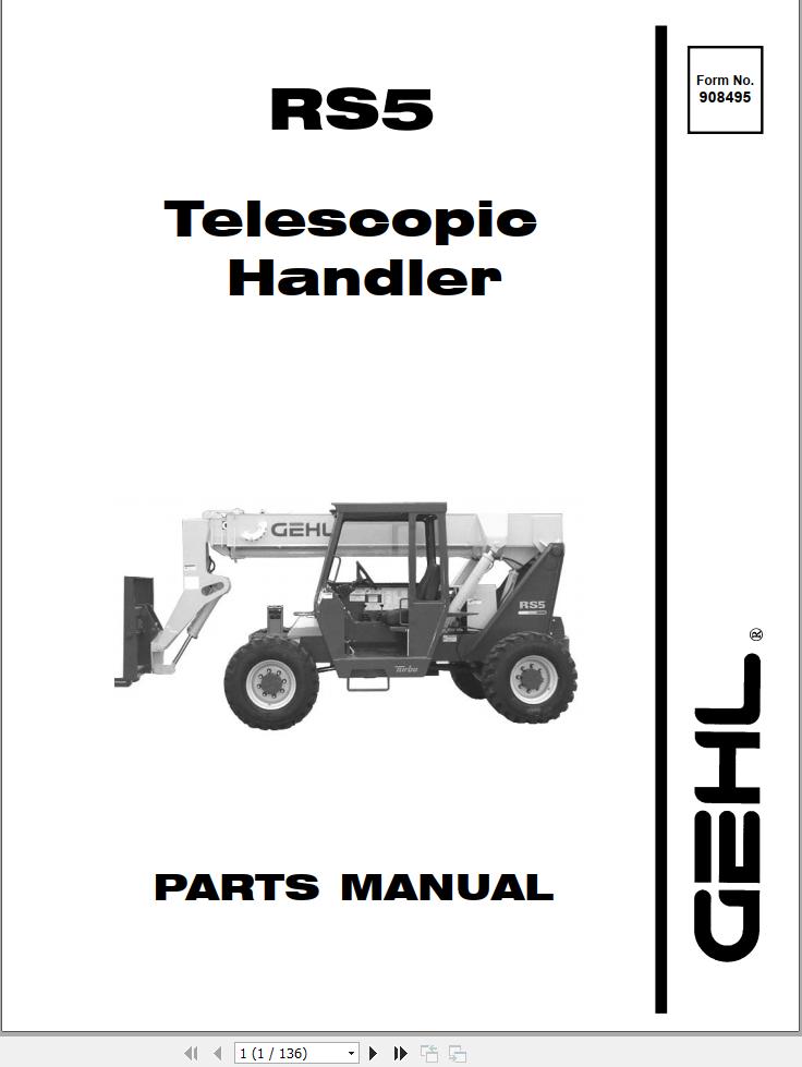 GEHL Telescopic Handler RS5 Parts Manual 908495A