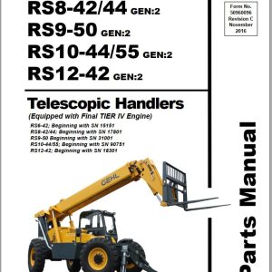 GEHL Telescopic Handler RS6 42 Gen2 To RS12 42 Gen2 Parts Manual 50960096C 1