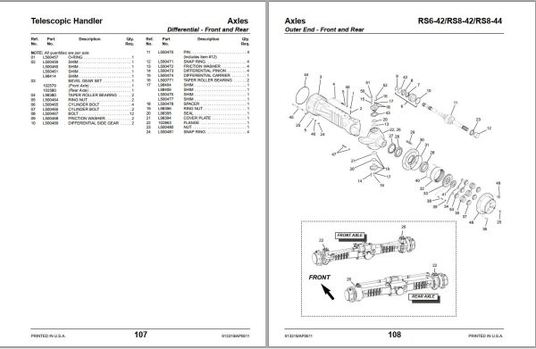 GEHL Telescopic Handler RS6 42 RS8 42 RS8 44 Parts Manual 1