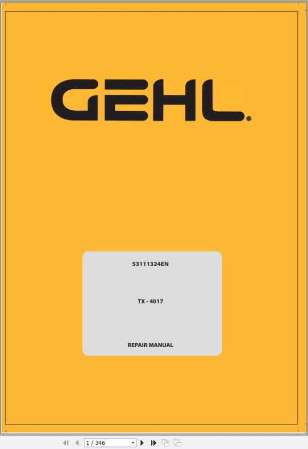 GEHL Telescopic Handler TX 4017 Repair Manual 53111324A