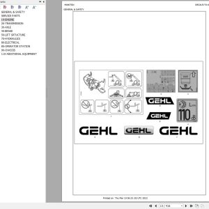 GEHL Telescopic Handler TX 408 Parts Manual 53109861A