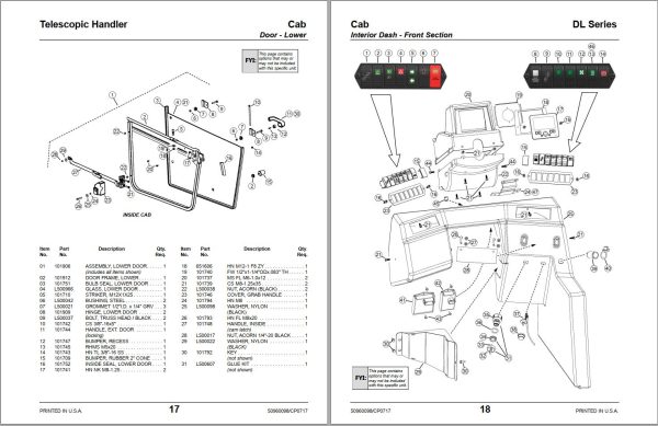 GEHL Telescopic Handlers DL Series Gen2 Parts Manual 50960098C 1