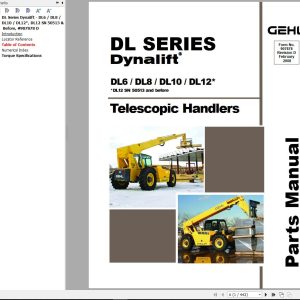 GEHL Telescopic Handlers DL6 DL8 DL10H DL12 Parts Manual 907878D