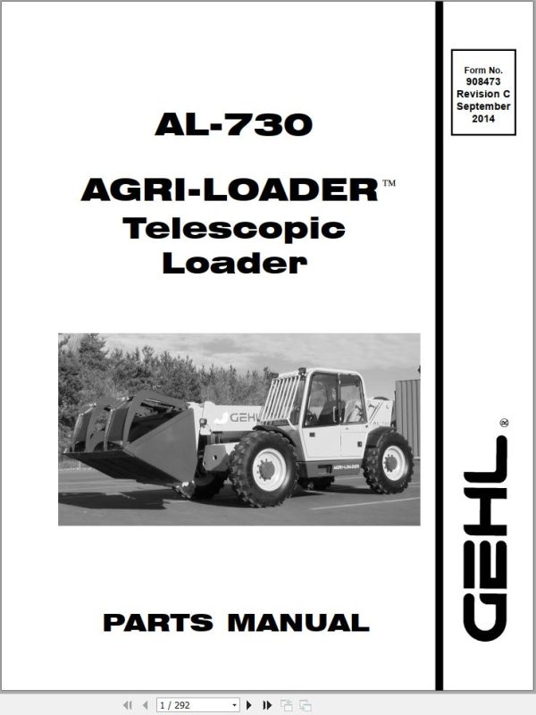 GEHL Telescopic Loader AL 730 Parts Manual 908473C