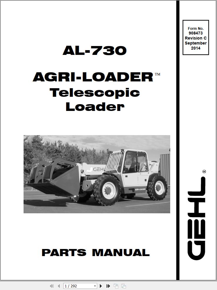 GEHL Telescopic Loader AL 730 Parts Manual 908473C