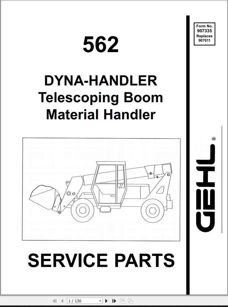 GEHL Telescoping Handler 562 Parts Manual 907335A