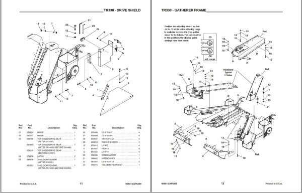 GEHL Three Row Attachment TR330 Parts Manual 908013A 1
