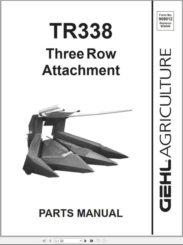 GEHL Three Row Attachment TR338 Parts Manual 908012A