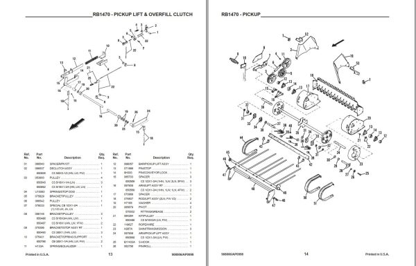 GEHL Variable Chamber Round Baler 1470 Parts Manual 908006A 1