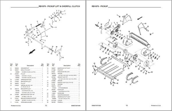 GEHL Variable Chamber Round Baler 1870 Parts Manual 908007A 1