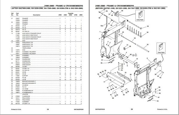 GEHL Variable Chamber Round Balers 80 Series Parts Manual 909796B 1