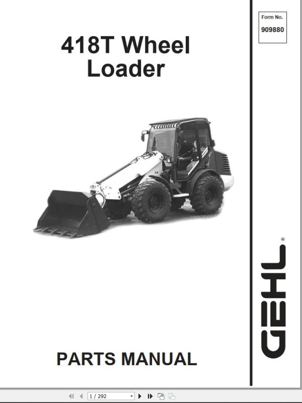 GEHL Wheel Loader 418T Parts Manual 909880A