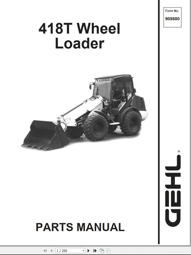 GEHL Wheel Loader 418T Parts Manual 909880A