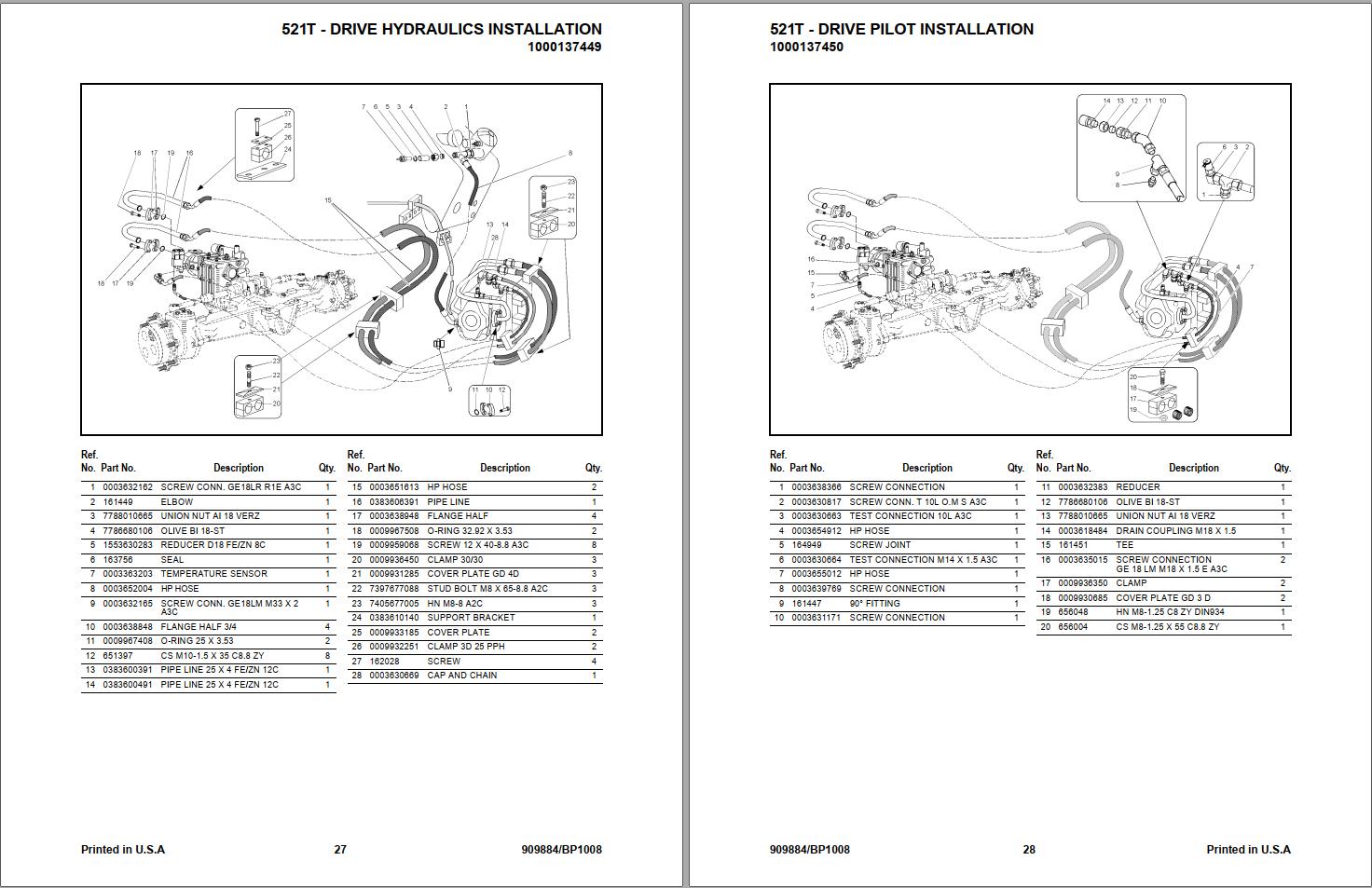 GEHL Wheel Loader 521T Parts Manual 909884B 1