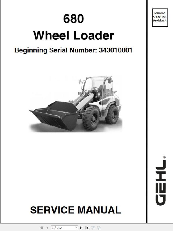 GEHL Wheel Loader 680 Service Manual 918123A