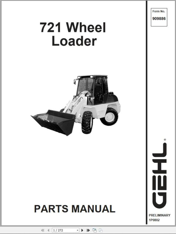 GEHL Wheel Loader 721 Parts Manual 909886A