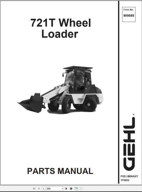 GEHL Wheel Loader 721T Parts Manual 909888A