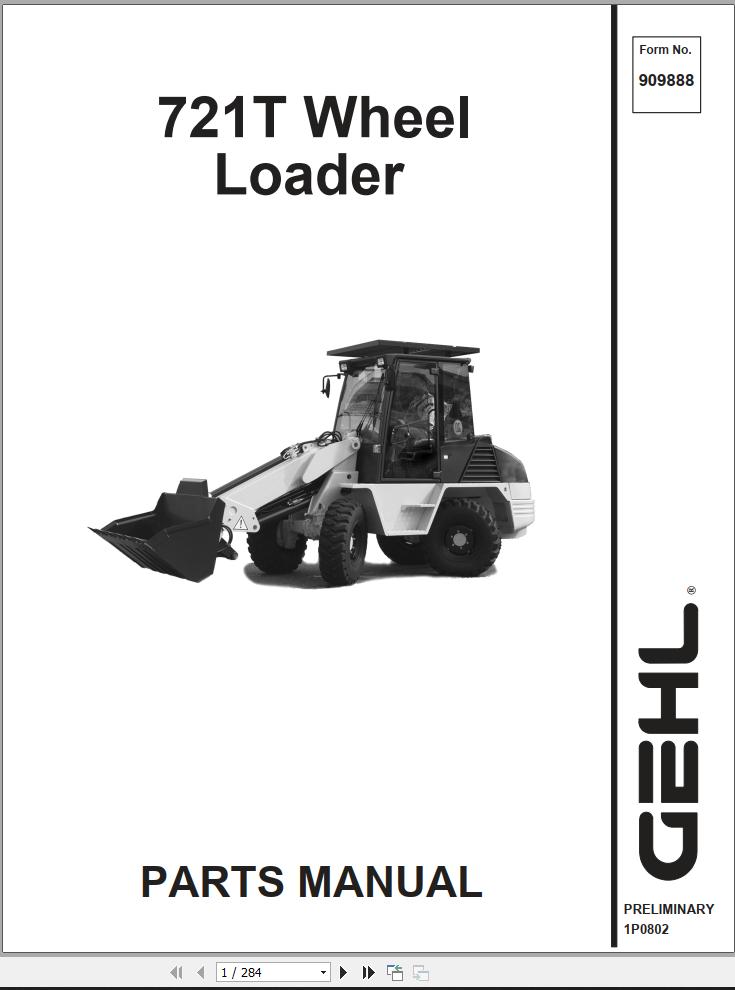GEHL Wheel Loader 721T Parts Manual 909888A