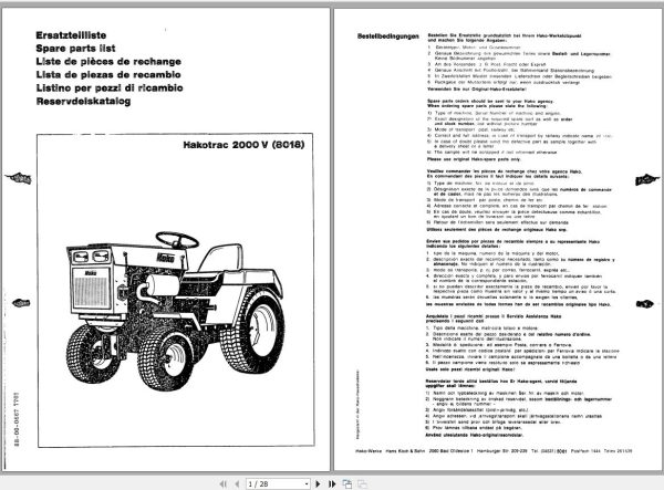 Hako Machine Collection 456 MB Operating Manual Spare Parts List 2 1
