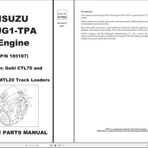 Isuzu Engine 4JG1 TPA Parts Manual 917063B