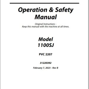 Jlg Boom Lifts 1100Sj Operation Safety Manual 31220392 2023 Pvc 2207