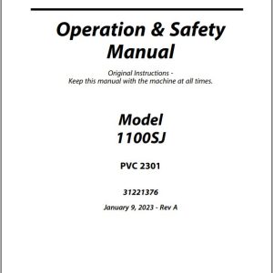 Jlg Boom Lifts 1100Sj Operation Safety Manual 31221376 2023 Pvc 2301
