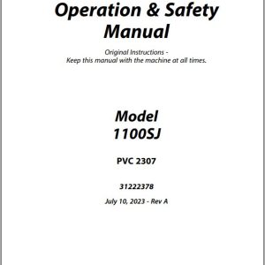 Jlg Boom Lifts 1100Sj Operation Safety Manual 31222378 2023 Pvc 2307